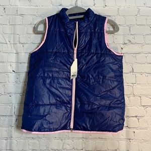 Navy Blue & Pink sleeveless puffer